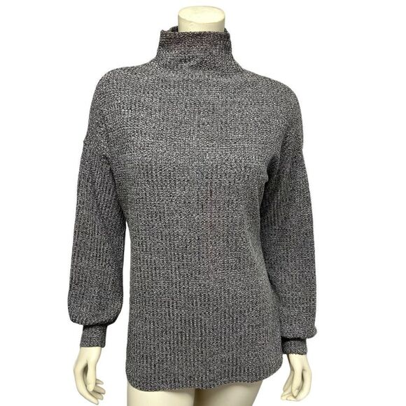 Magaschoni Gray Long sleeve Turtleneck Top Blouse Cuff Sleeve Rayon Shirt Casual - Picture 1 of 6